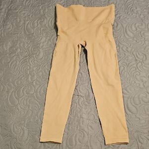 Beige High-Waisted Leggings With Supportive Butt Scrunch Shapewear